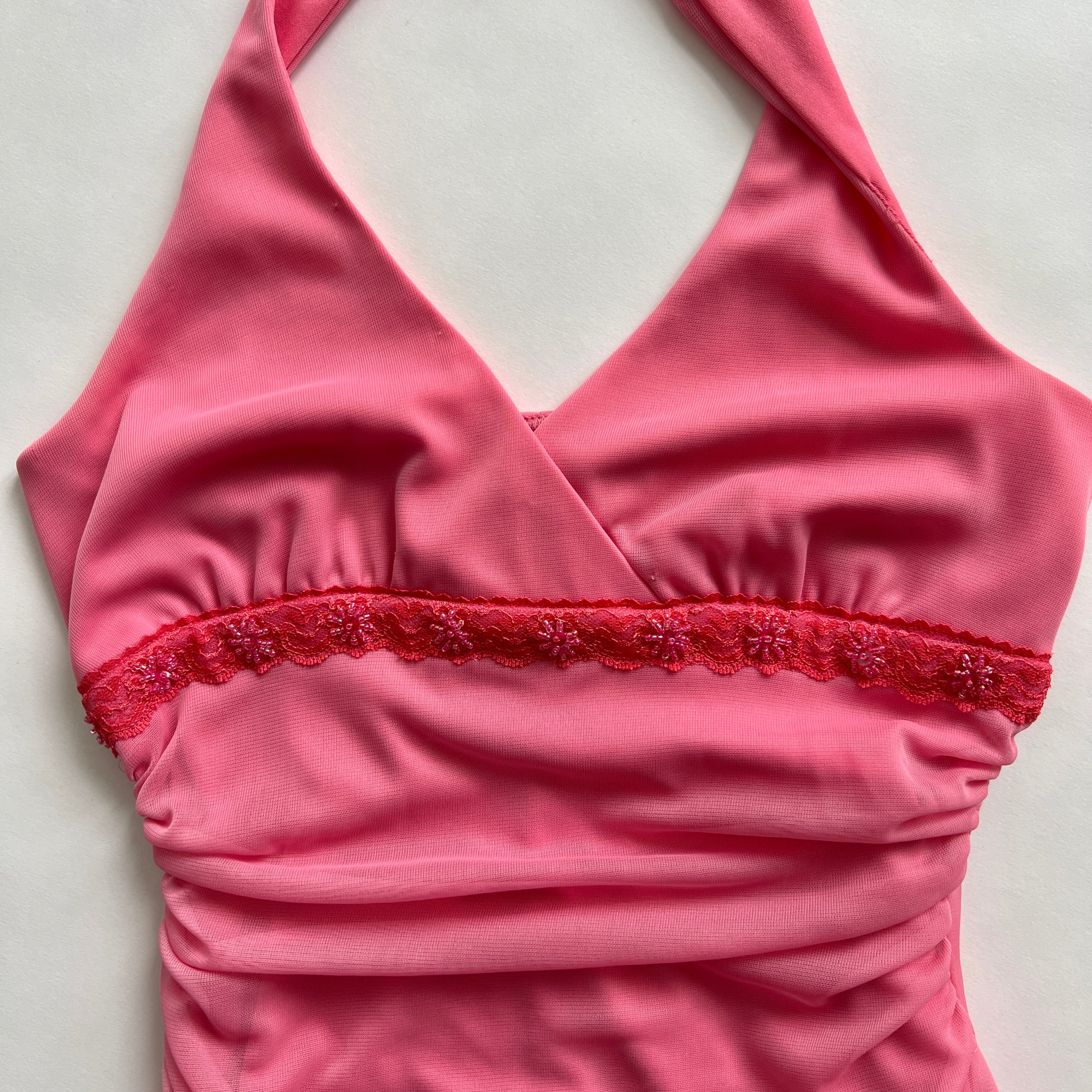 00s pink halter midi