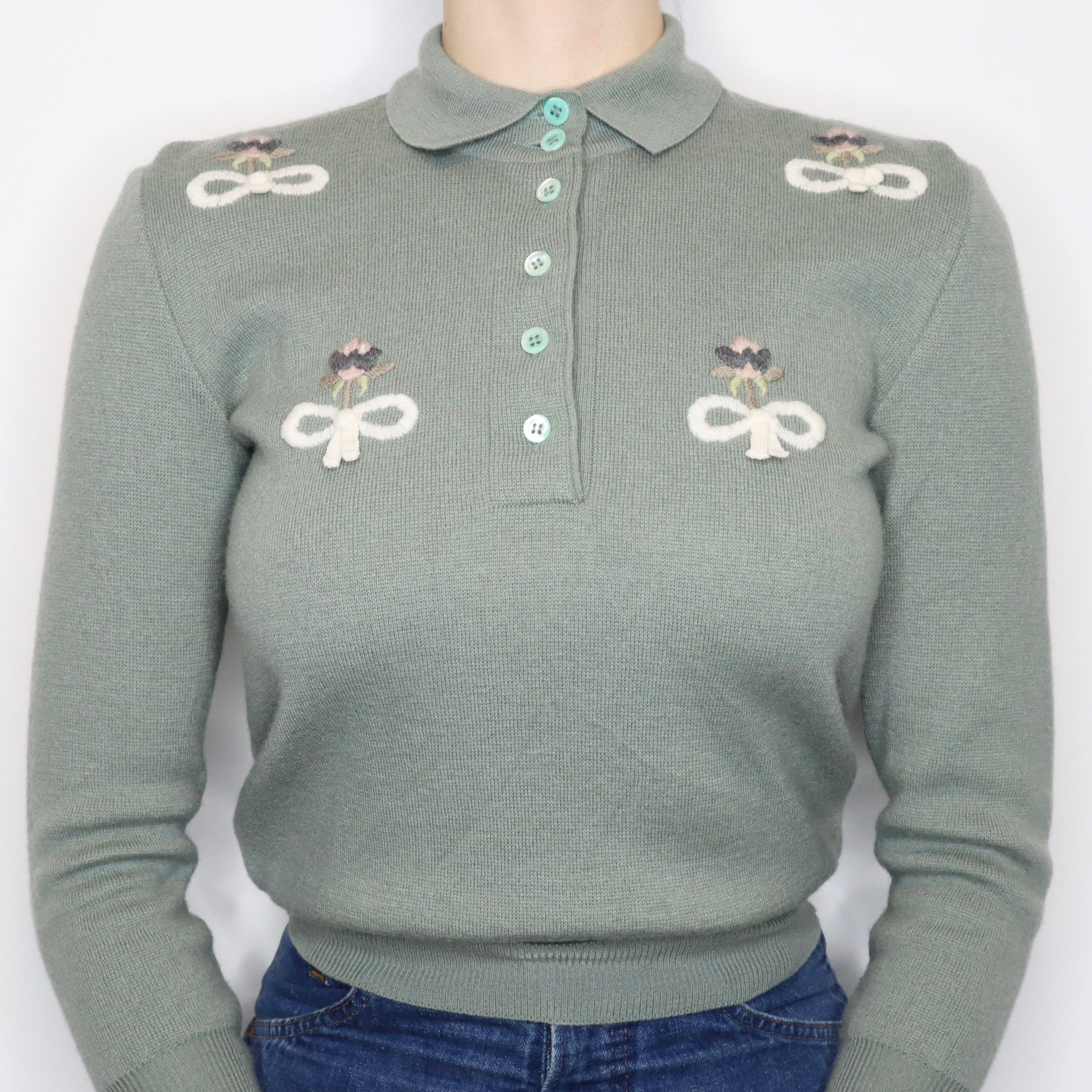 Italian Sage Wool Sweater (XS-S)