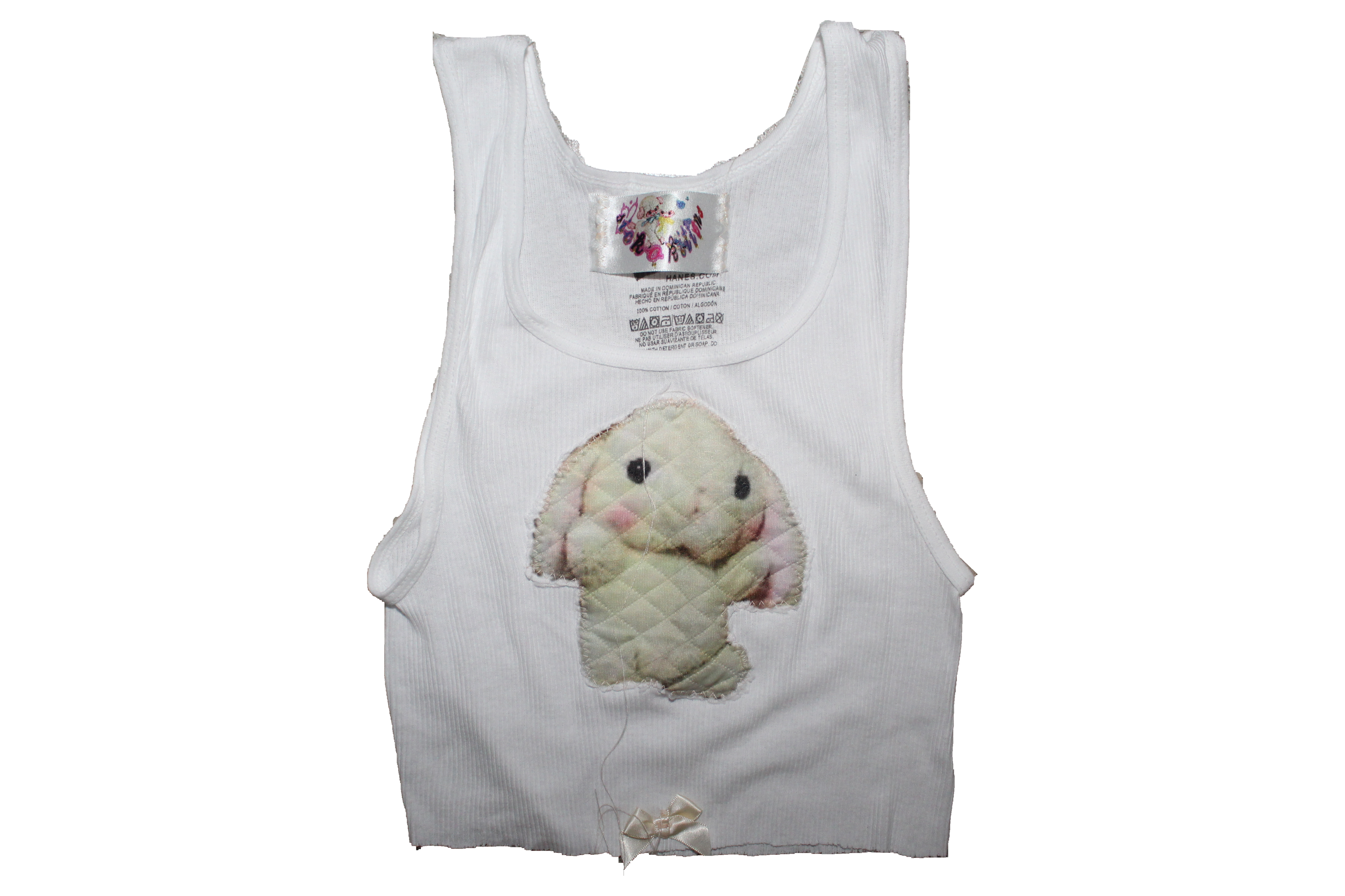 banana cookie . white tank .