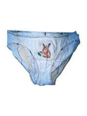 🐇༶•┈┈ adult female rabbit eating strawberry undies ┈┈•༶🐇