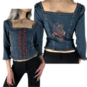 Y2K Denim Lace Up Top (S)