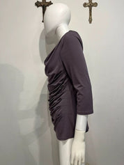 Vintage Avant Garde Purple Draped Neck Long sleeve top (M)