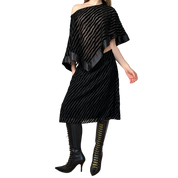 Vintage Striped Silk Poncho & Skirt Set (M)