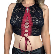 Vampy Lace Up Crop Top (L)