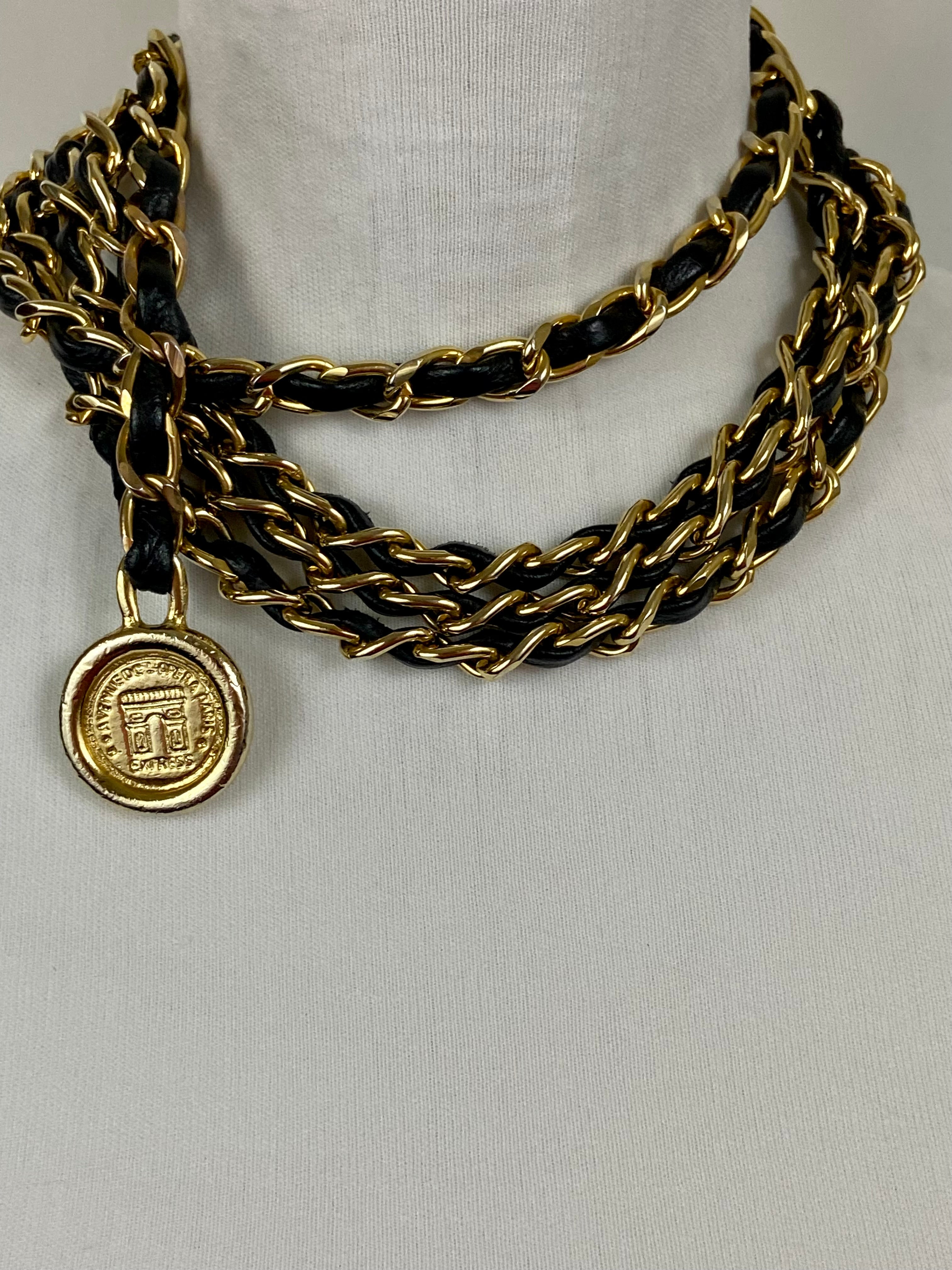 Gold &black layered waist chain belt