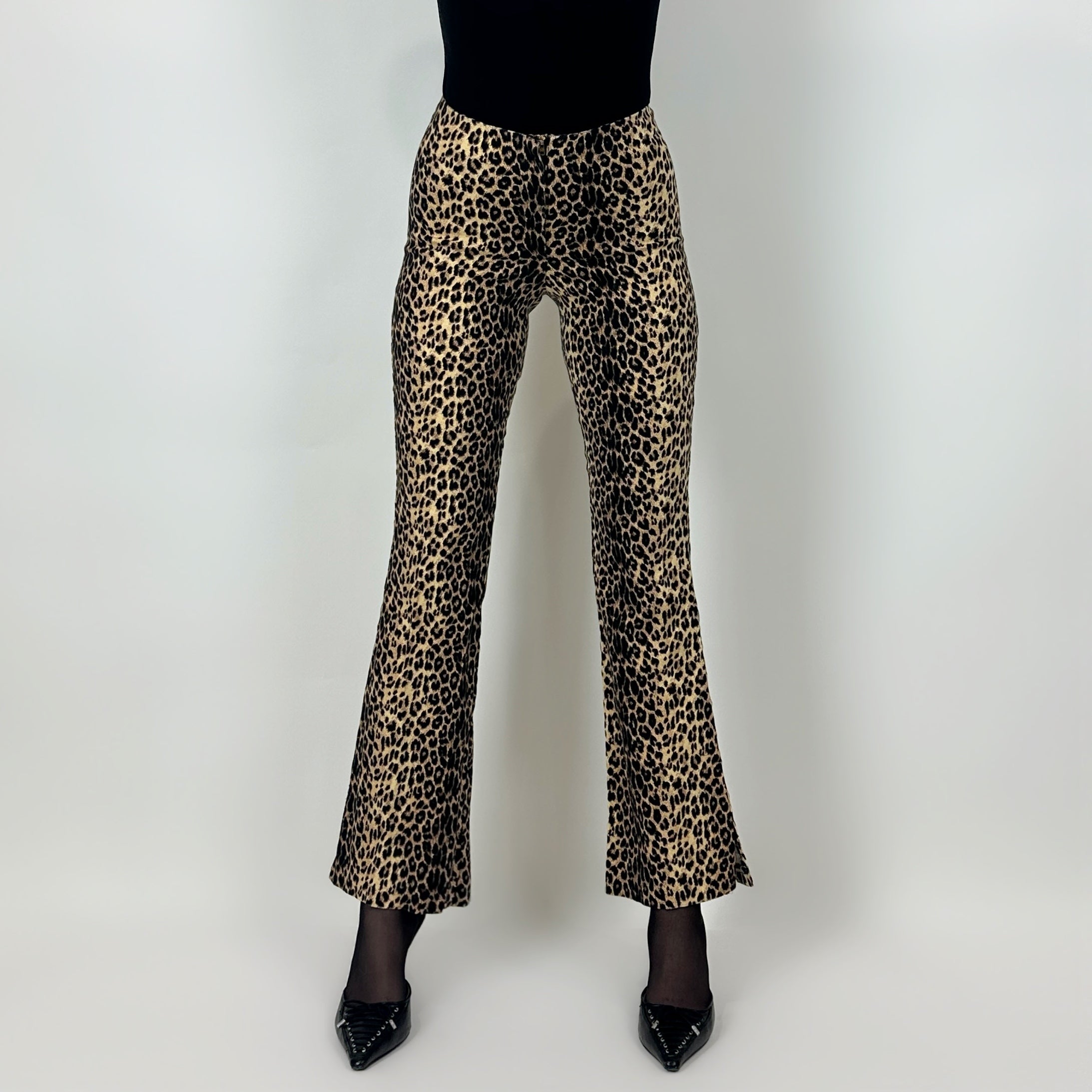 Vintage Leopard Print Flare Pants (XS)