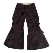 Marithe Francois Girbaud Low Rise Brown Flared Cropped Pants (XS)
