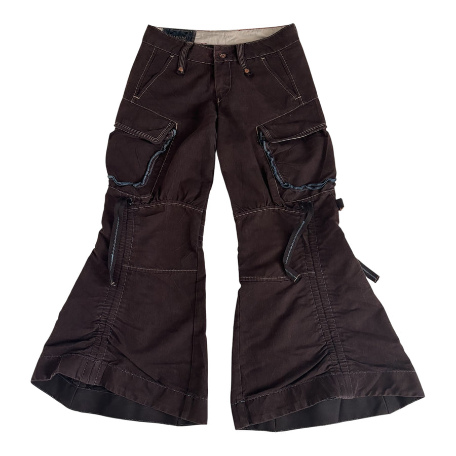 Marithe Francois Girbaud Low Rise Brown Flared Cropped Pants (XS)