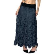 Navy Ruched Maxi Skirt (XS)