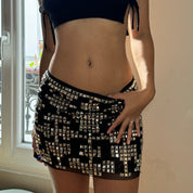 Italian Vintage Pinko black sequin mini skirt (S)