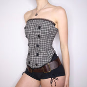 Y2K Plaid Strapless Corset (S/M)