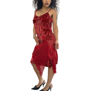 Vintage Italian Asymmetrical Sheer Ruffle Midi Dress (S/M)
