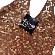 Y2K Deadstock Gold Sequin Halter (M)