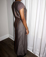 Vintage Cop Copine Pinstripe Zipper Dress (S)