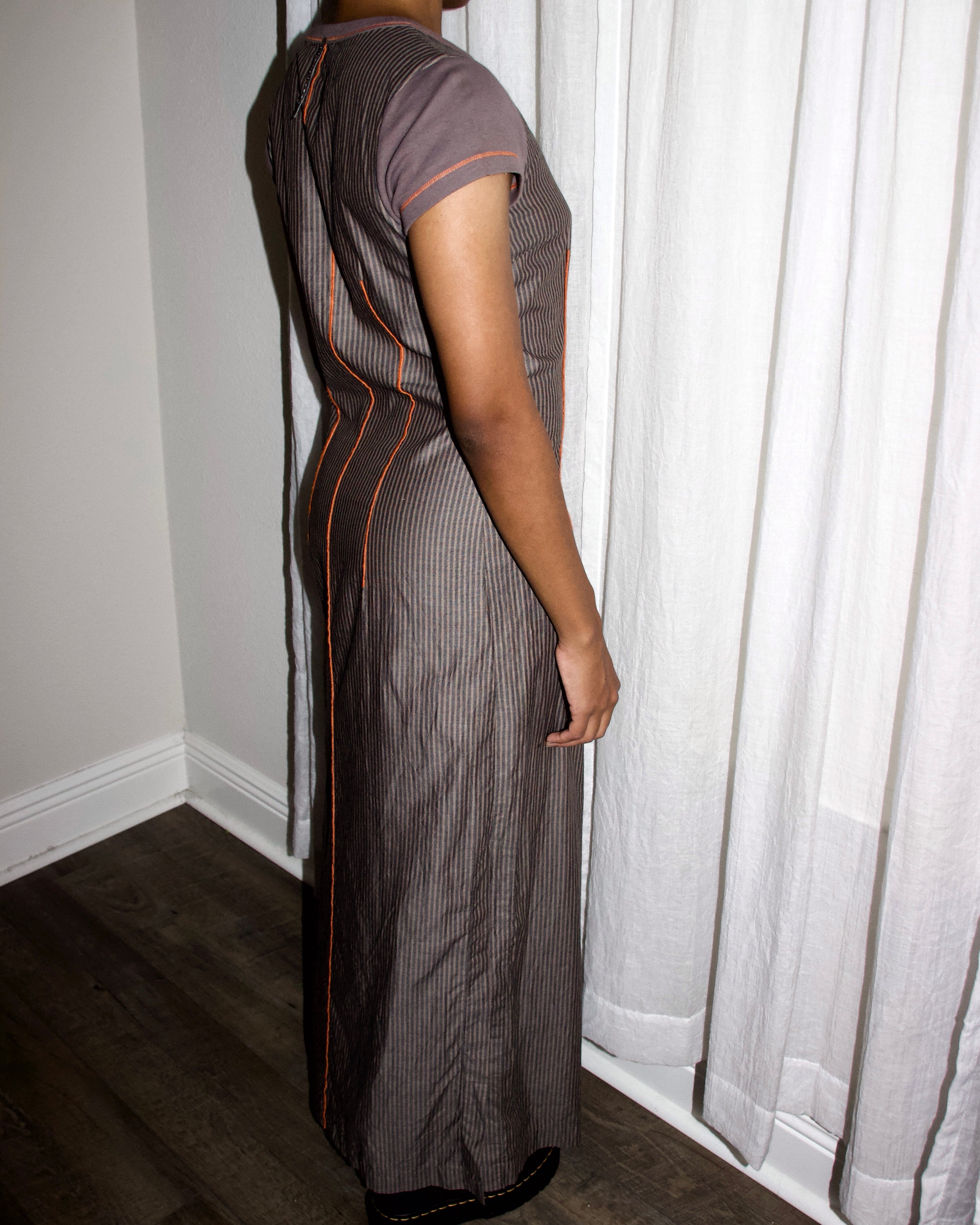 Vintage Cop Copine Pinstripe Zipper Dress (S)