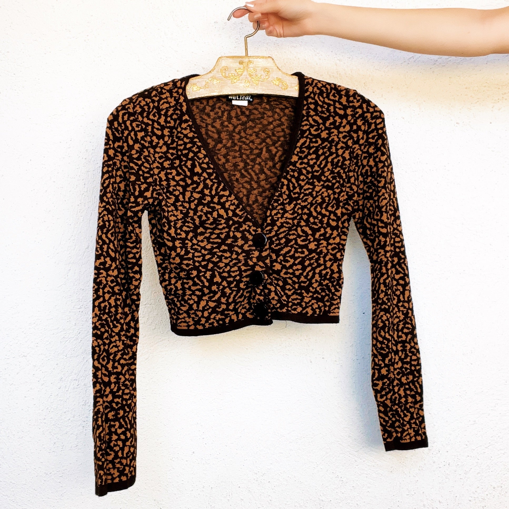 Cropped Leopard Cardi Top (S)