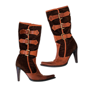Leather & Corduroy Heeled Boots (7.5)
