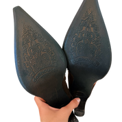 Leather & Corduroy Heeled Boots (7.5)
