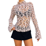 Sheer Open Knit Sweater Top (S)