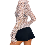 Sheer Open Knit Sweater Top (S)