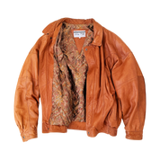 Italian Vintage Leather Bomber Jacket (XXL)