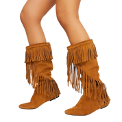 Suede Leather Fringe Boots (7.5)