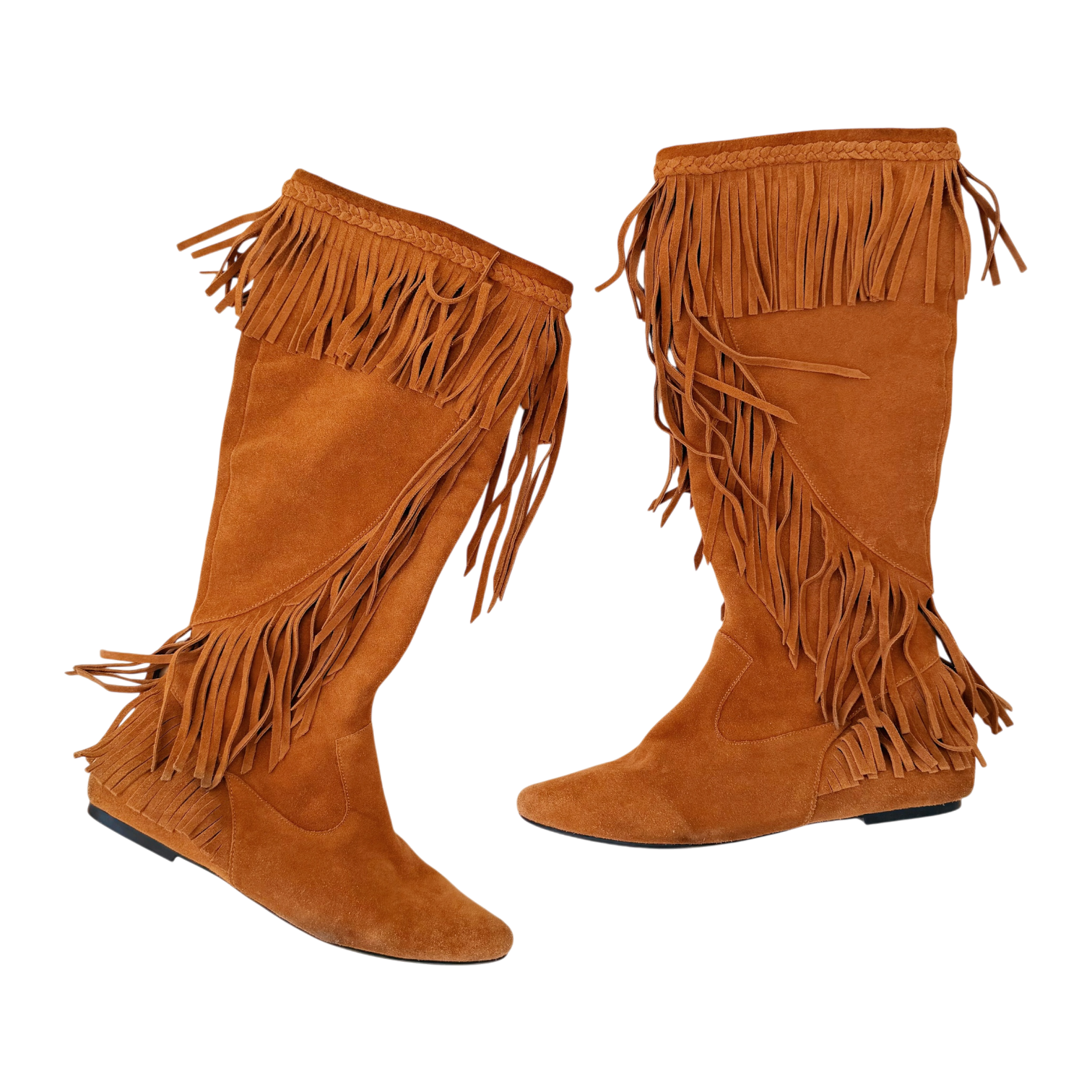 Suede Leather Fringe Boots (7.5)