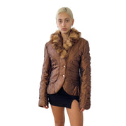 Vintage Italian Brown Faux Fur Collar Jacket (S/M)