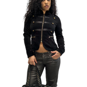 Vintage Black Cropped Military Jacket (XS/S)