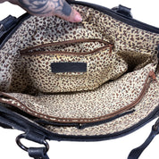 Y2K genuine leather & animal fur patchwork purse