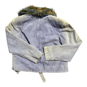 deadstock leather fur trim jacket (m)