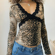 Vintage Cheetah Print Slinky Top (S)