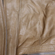 Y2K Italian Tan Leather Moto Jacket (S/M)