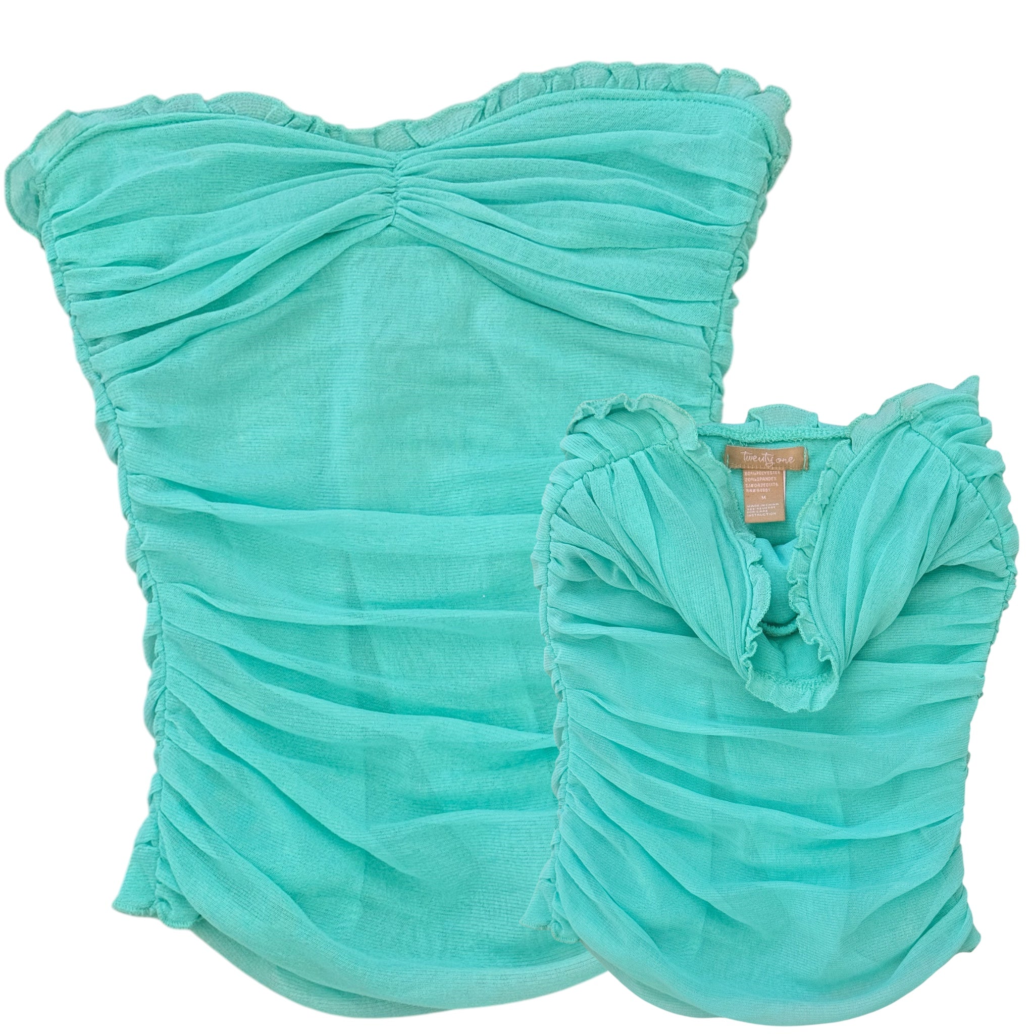 Y2K micromesh ruffle tube top (XS/S)