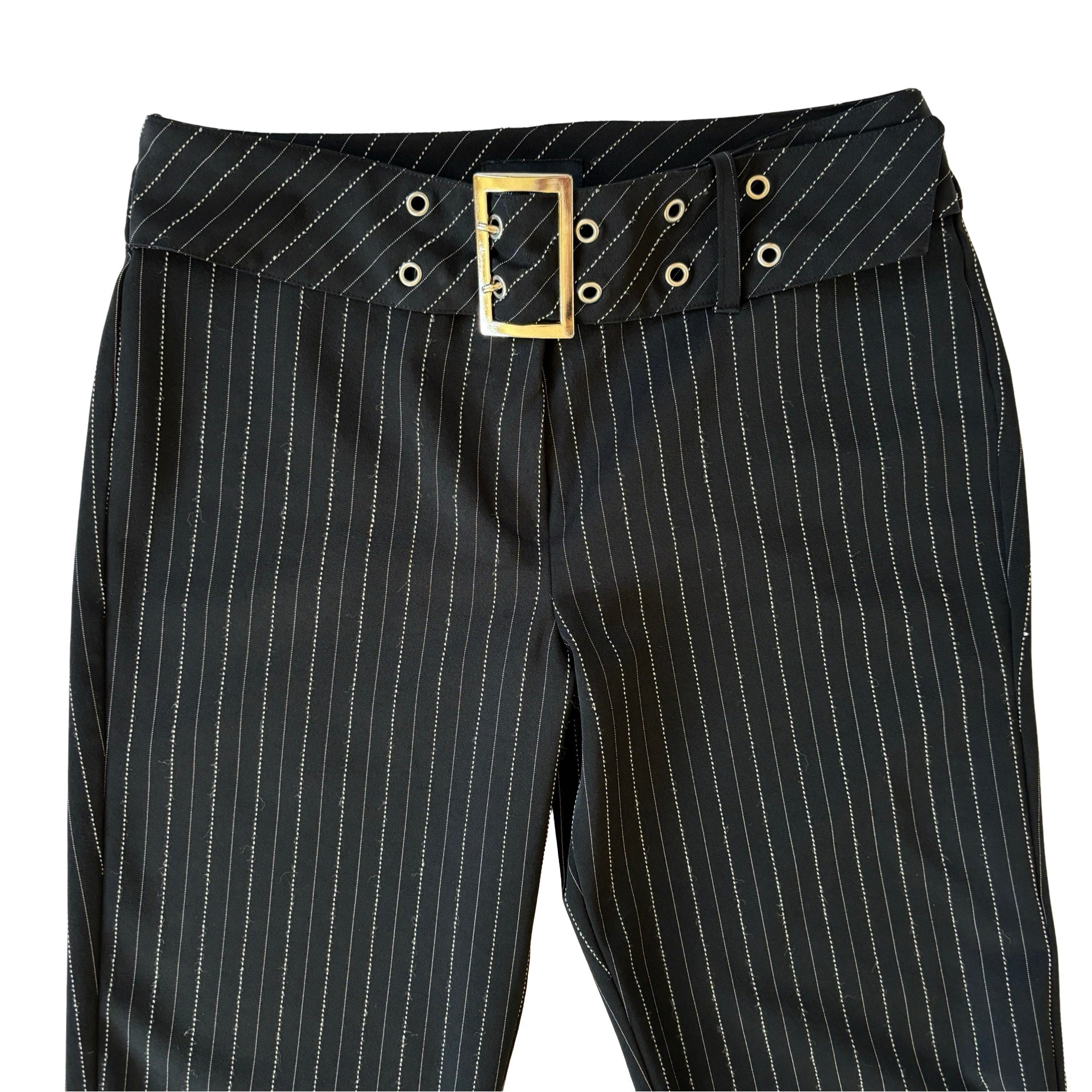 2000s Belted Pinstripe Trousers (M)