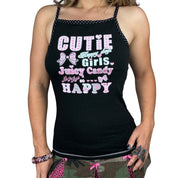 J-Fashion polka dot trim glitter graphic cami (M)