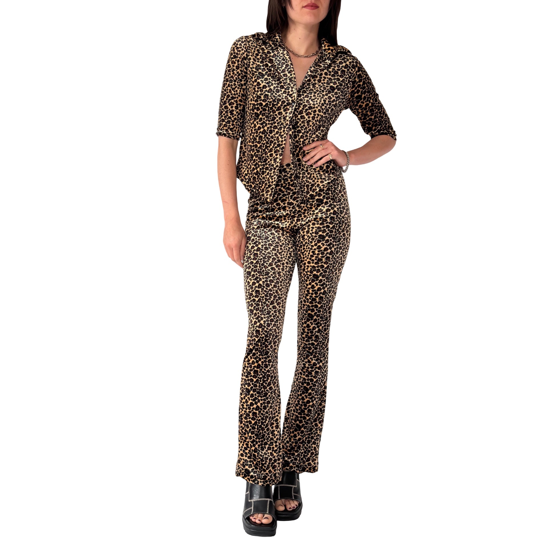 90s Leopard Velvet Two-Piece Set (S)