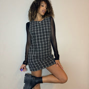 90s Black tweed mini Dress (S)