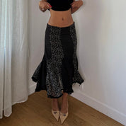 Vintage Italian Polka Dot Mesh Midi Skirt (S)