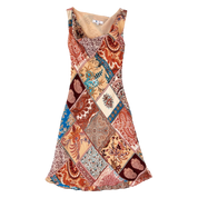 90s Patchwork Print Midi Dress (S)