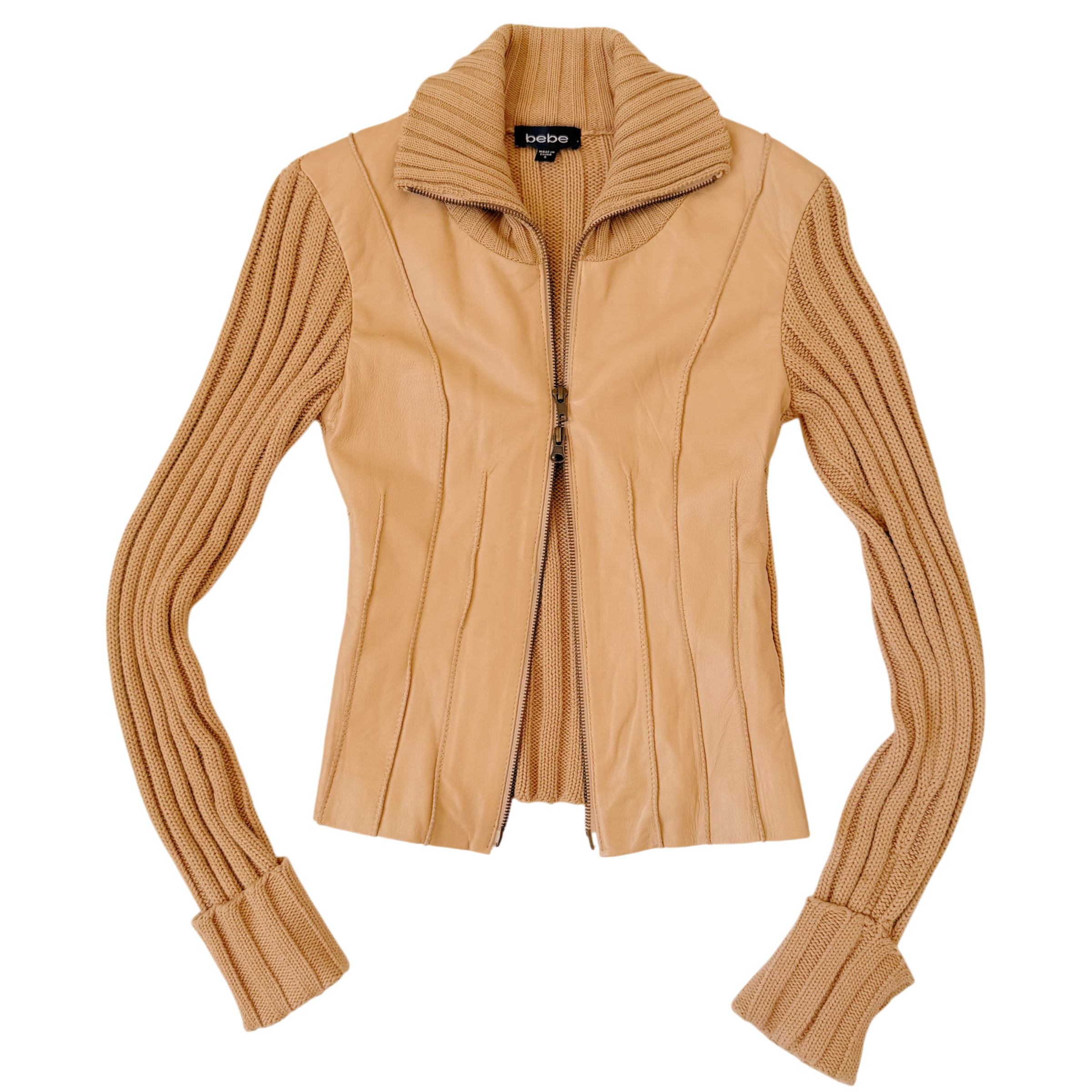 Bebe Leather & Knit Cardi Jacket (XS/S)
