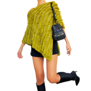Green Rabbit Fur Poncho (M/L)