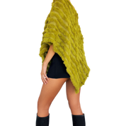 Green Rabbit Fur Poncho (M/L)