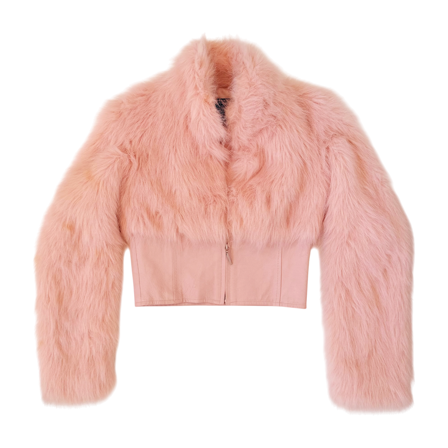 Baby Pink Leather & Faux Fur Jacket (XS)