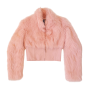 Baby Pink Leather & Faux Fur Jacket (XS)