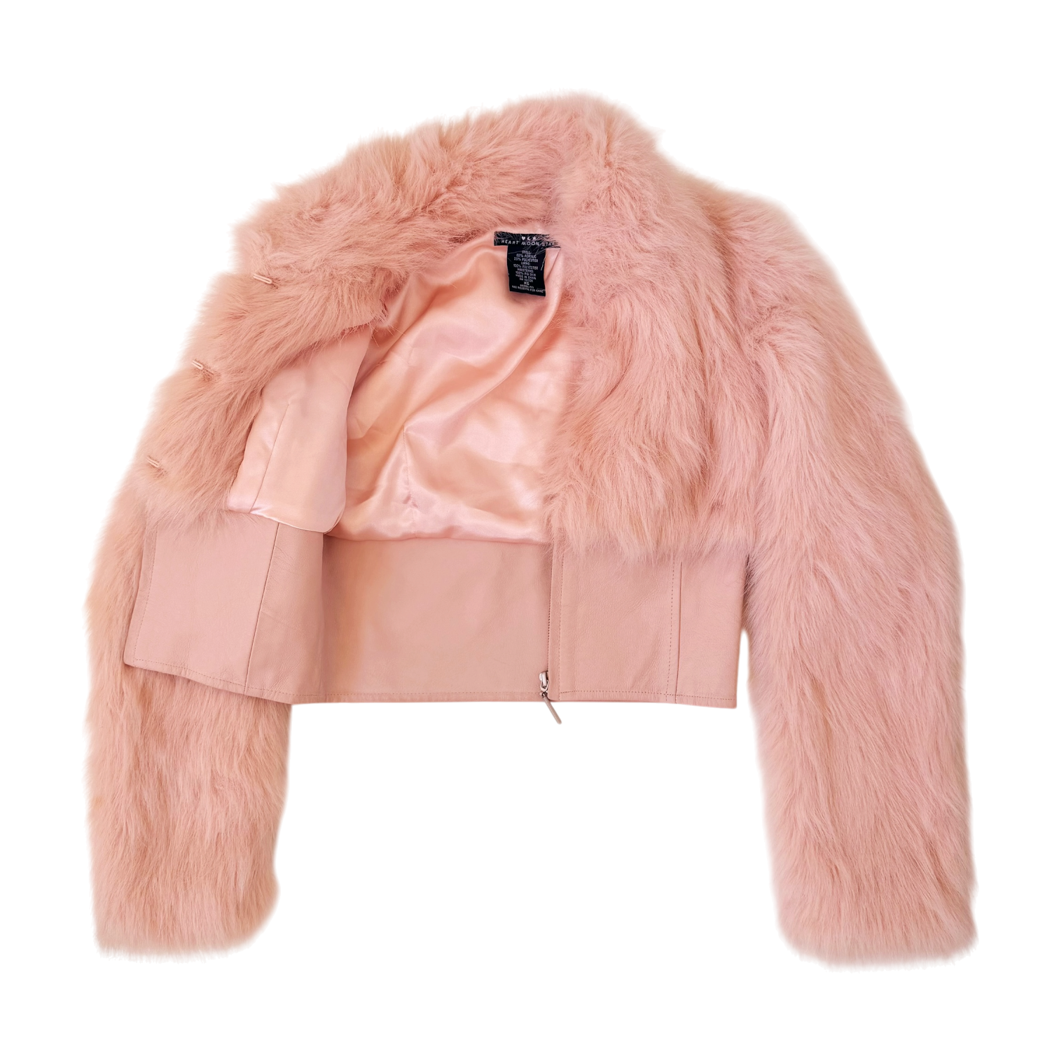 Baby Pink Leather & Faux Fur Jacket (XS)