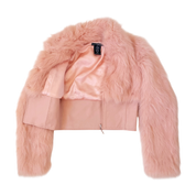 Baby Pink Leather & Faux Fur Jacket (XS)