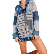 Chunky Knit Patchwork Cardigan (S)