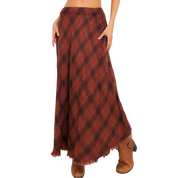 Frayed Plaid Maxi Skirt (XS/S)