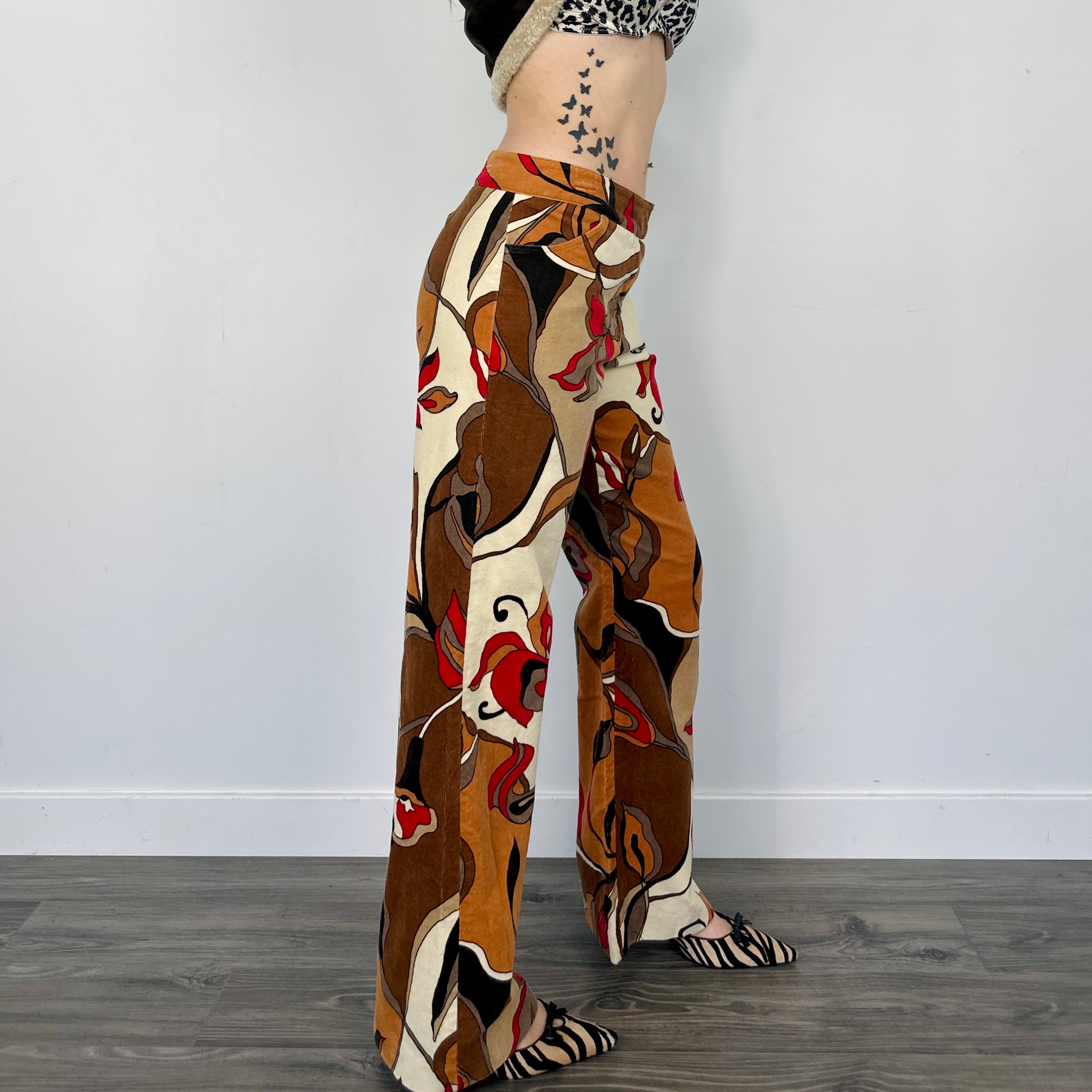 Psychedelic Corduroy Wide Leg Trousers (M/L)